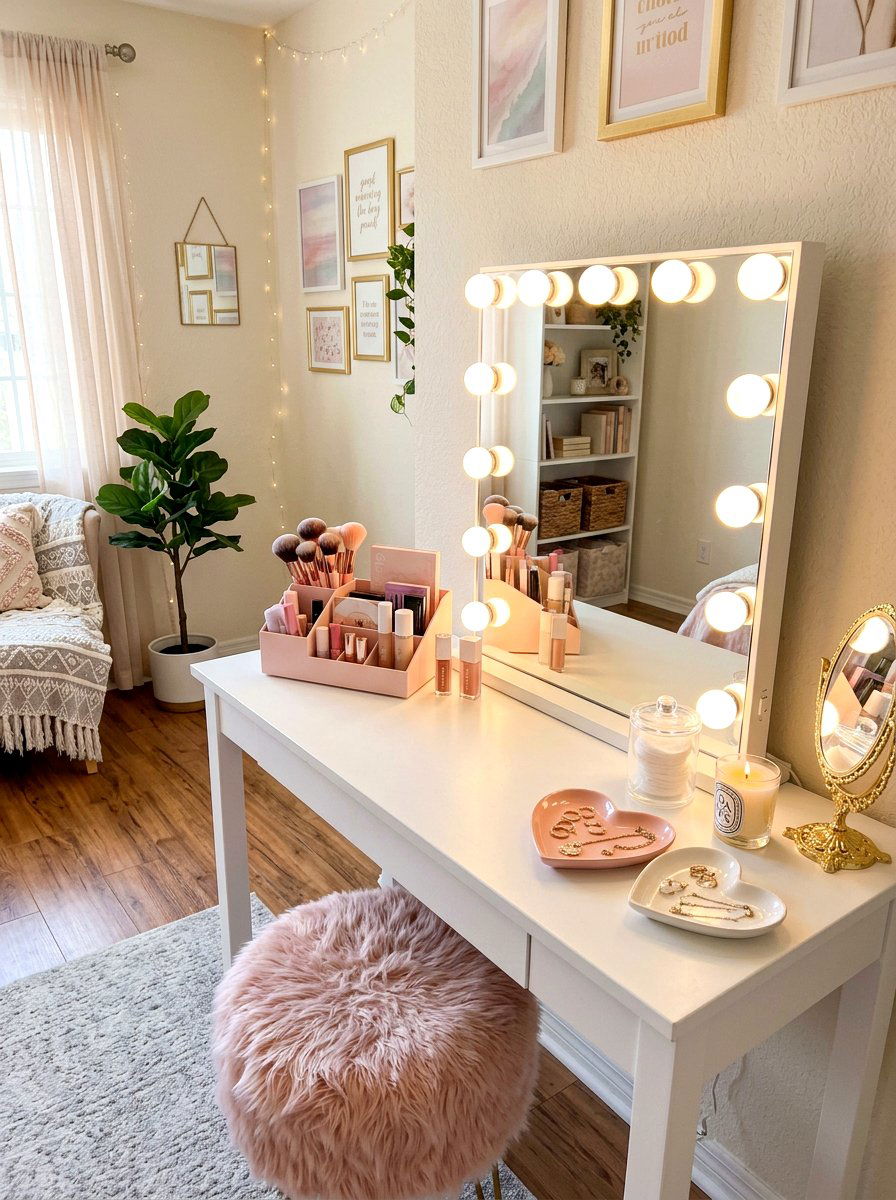 Aesthetic vanity setup - 30 soft girl room ideas