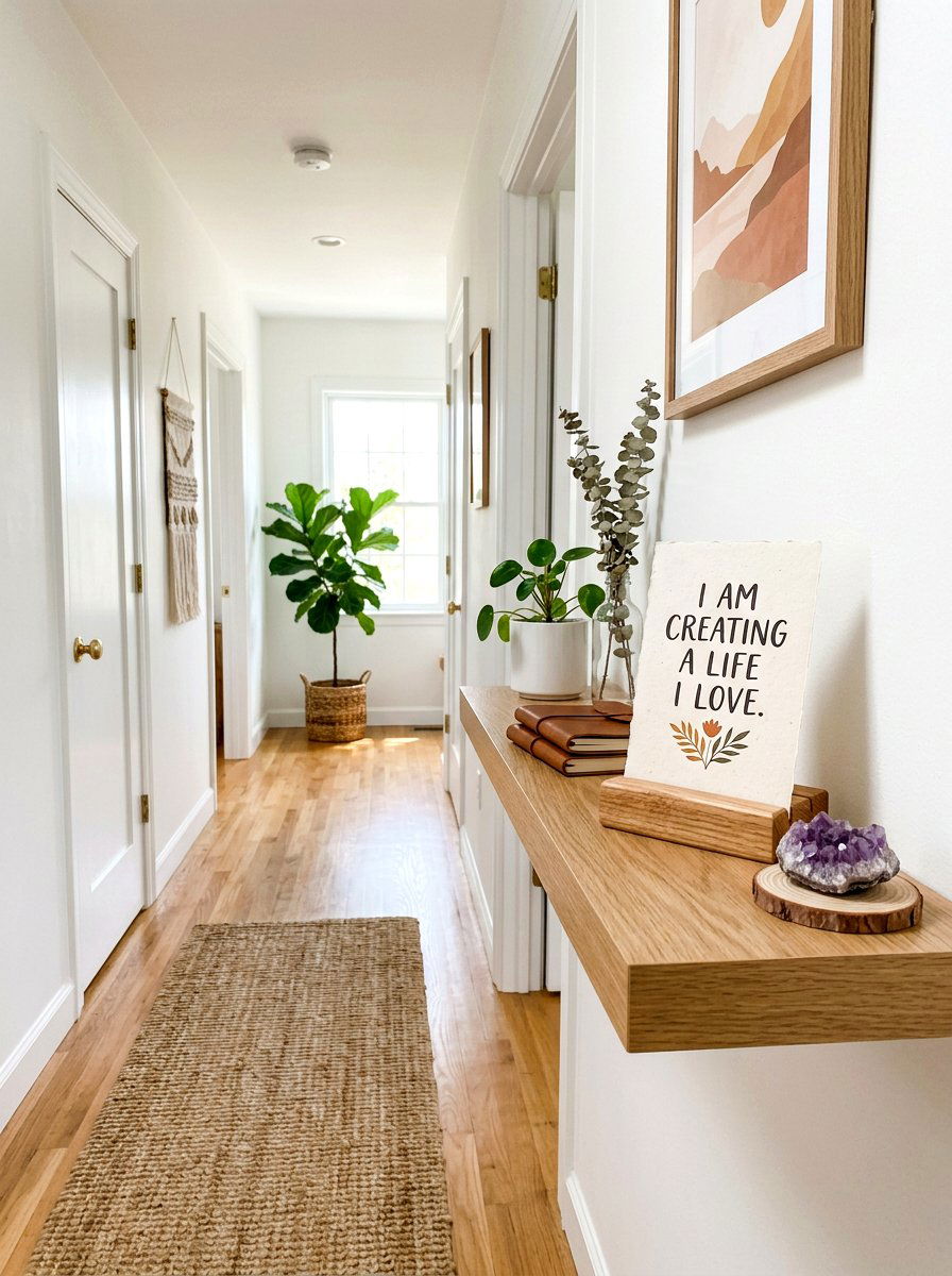 Affirmation card display shelf - 30 wellness shelf styling ideas