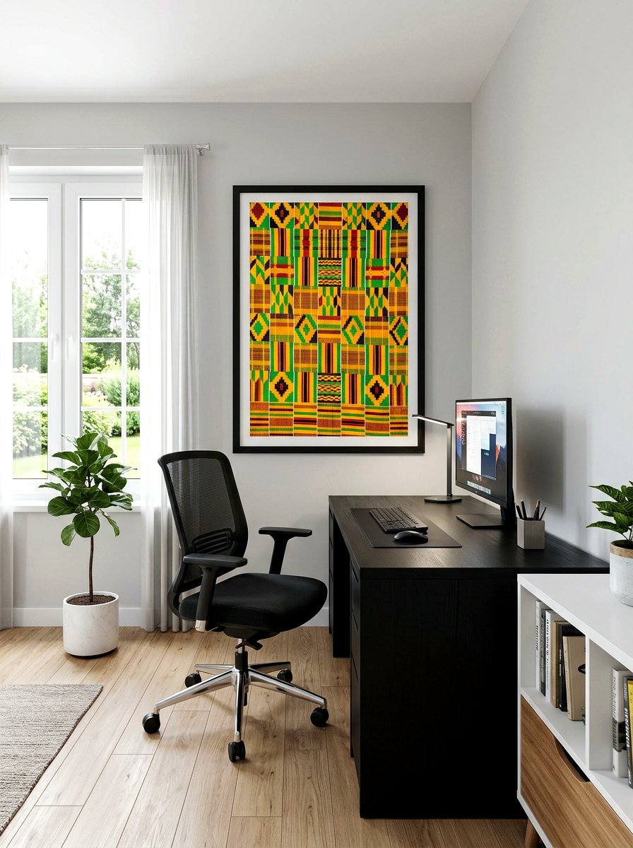 African Kente Cloth Frame - 30 framed textile wall ideas