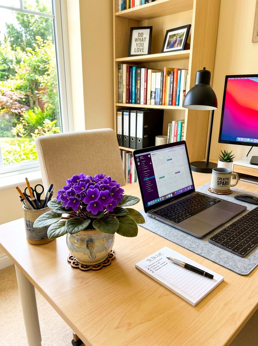 African Violets For Desktop Color - 30 home office plant ideas