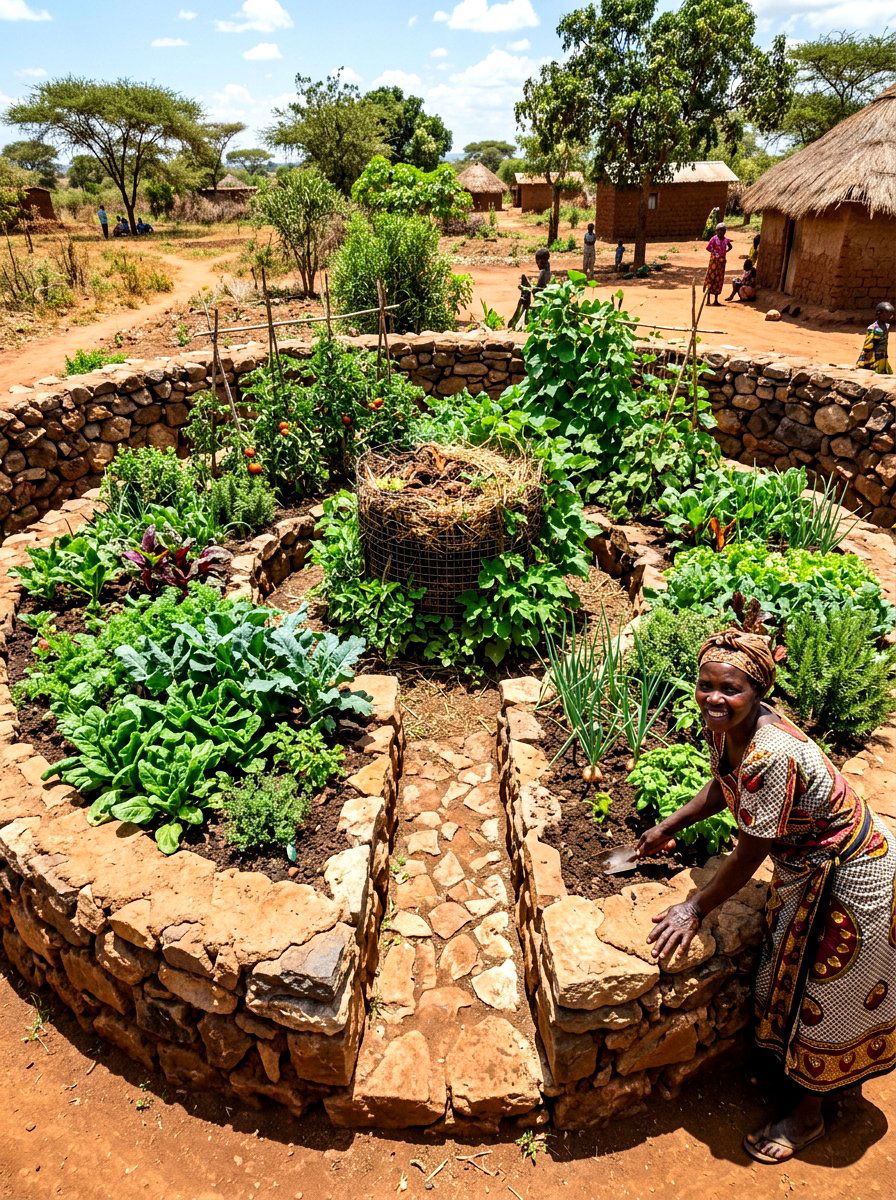 African keyhole garden - 30 narrow raised bed ideas
