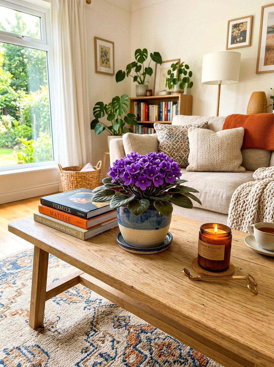 African violet coffee table - 30 low light indoor plant decor ideas