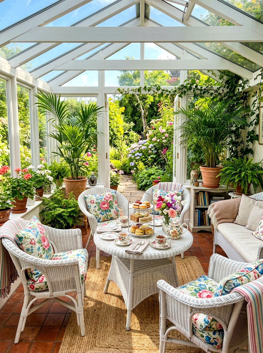 Afternoon Tea Sunroom - 30 tea party dining room ideas