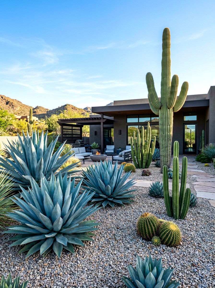 Agave And Cactus Landscape - 30 cactus garden ideas