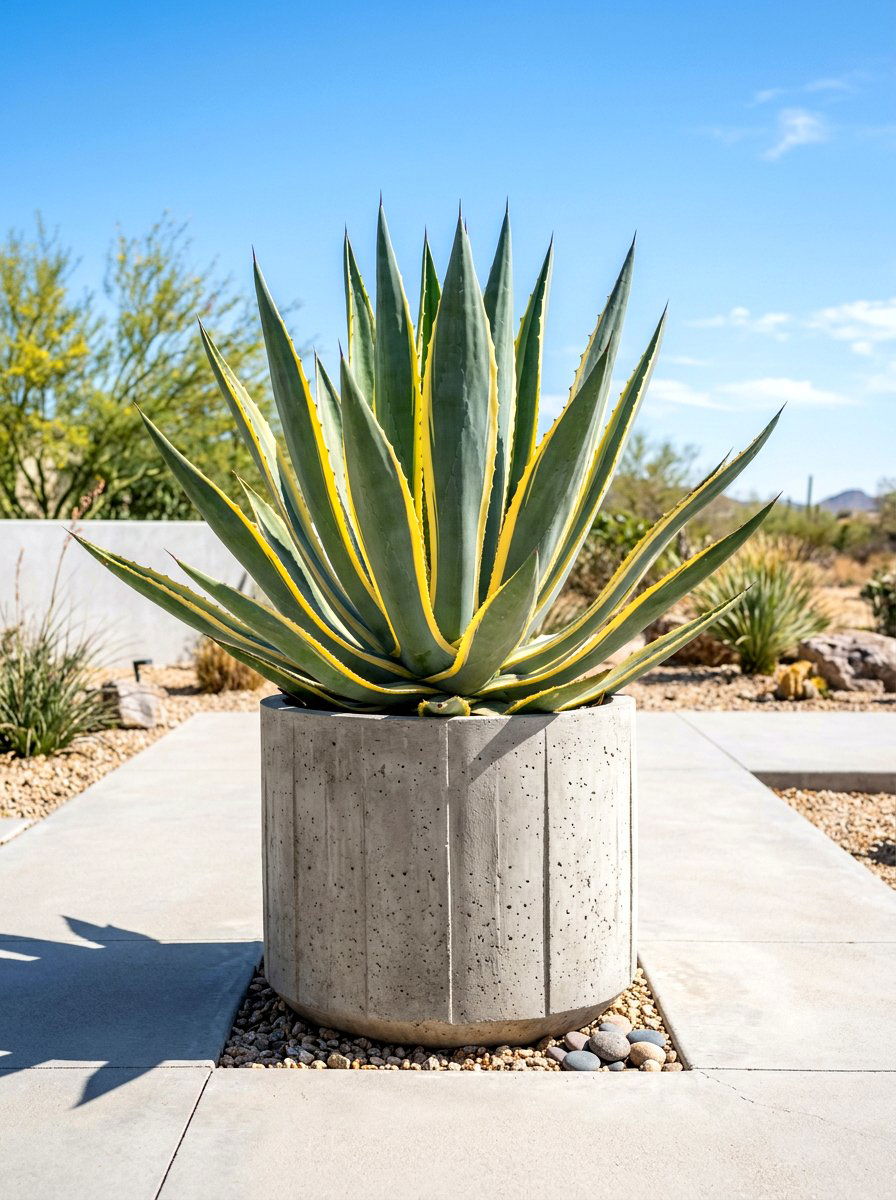 Agave Architectural Pot - 30 sunny container garden ideas
