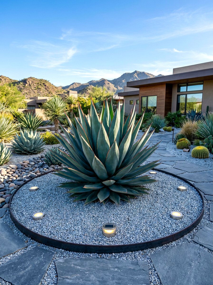 Agave Centerpiece - 30 drought smart backyard ideas