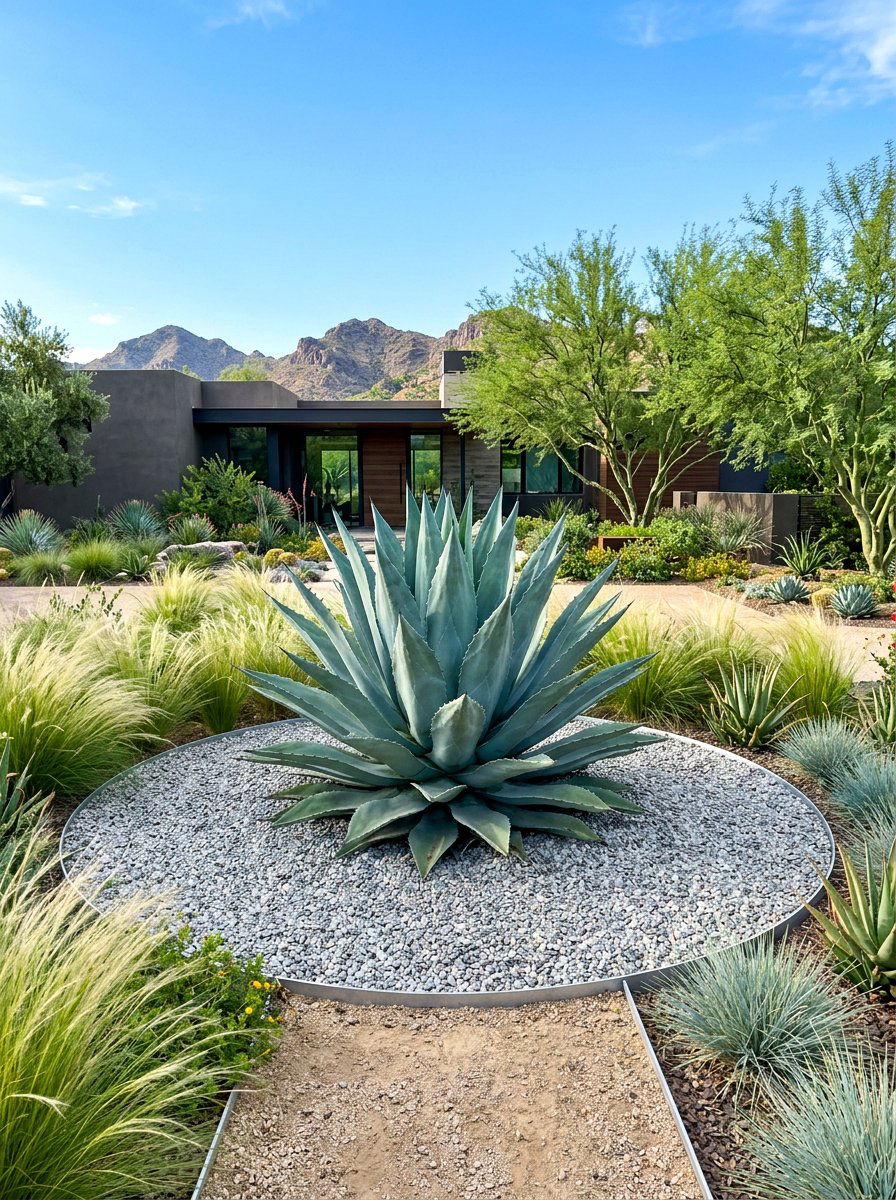 Agave Focal Point - 30 drought tolerant landscaping ideas