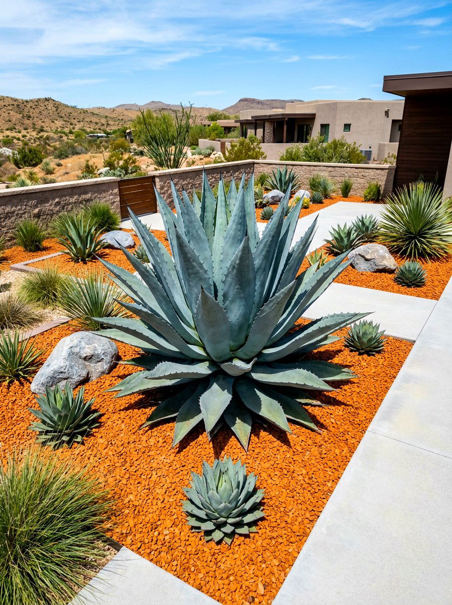 Agave Focal Point - 30 xeriscape backyard ideas