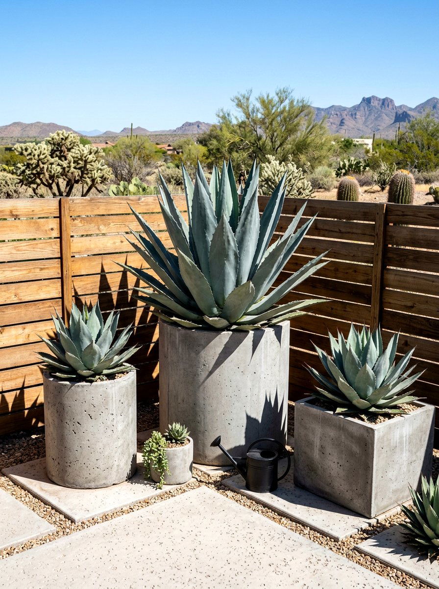 Agave Patio Planters - 30 patio plant ideas