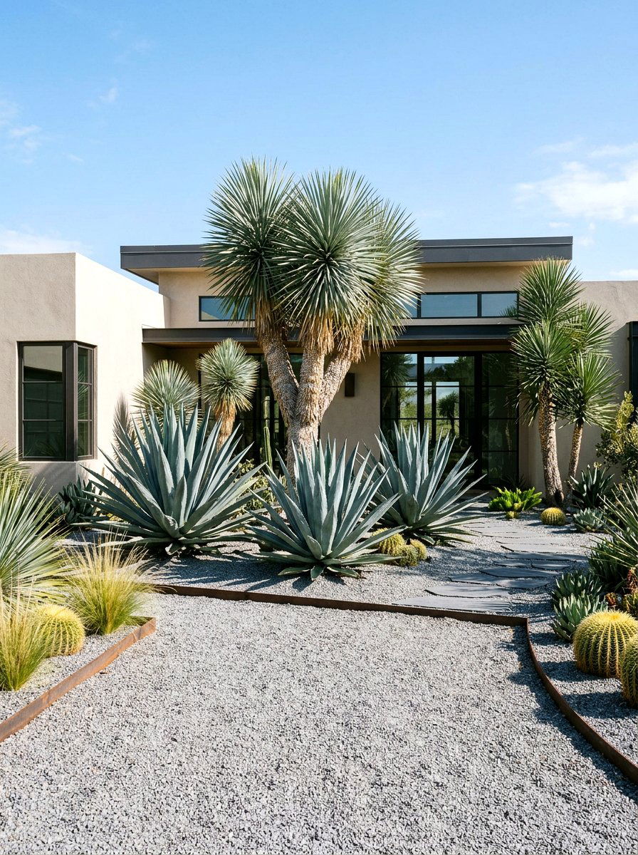 Agave Yucca Landscape - 30 xeriscape front yard ideas