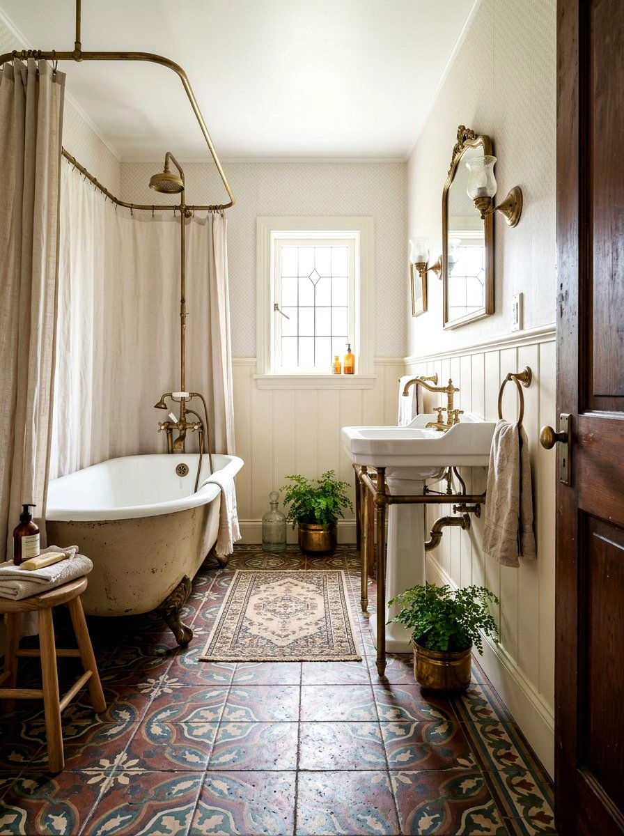 Aged Brass Bathroom - 30 bathroom hardware finish ideas