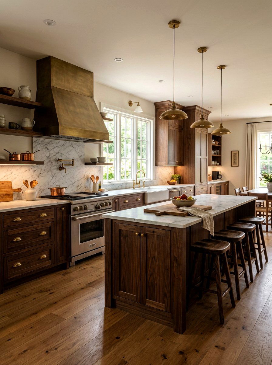Aged brass kitchen hardware - 30 wabi sabi kitchen ideas