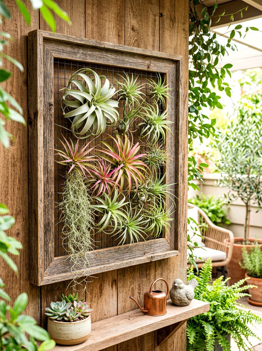 Air Plant Frame - 30 outdoor vertical garden ideas