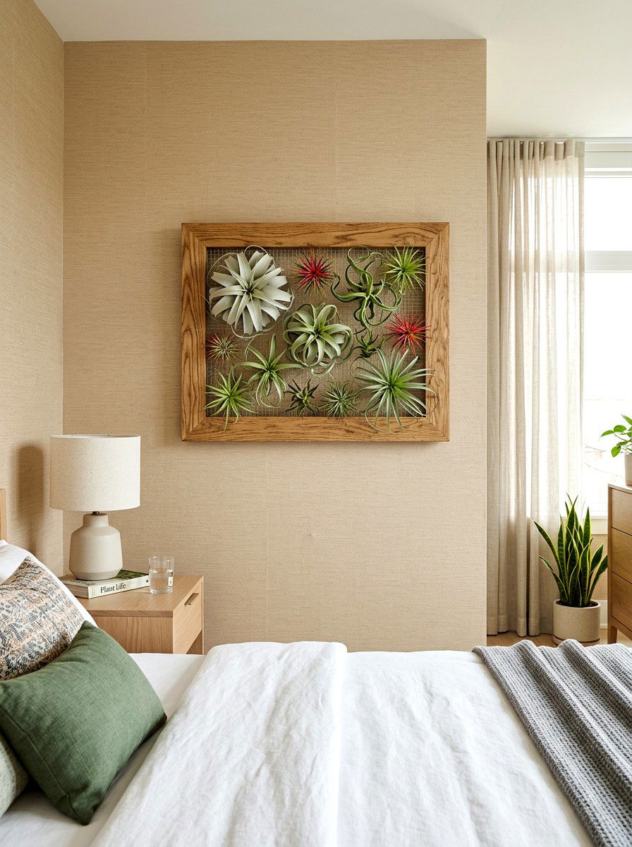 Air Plant Frame - 30 bedroom plant decor ideas