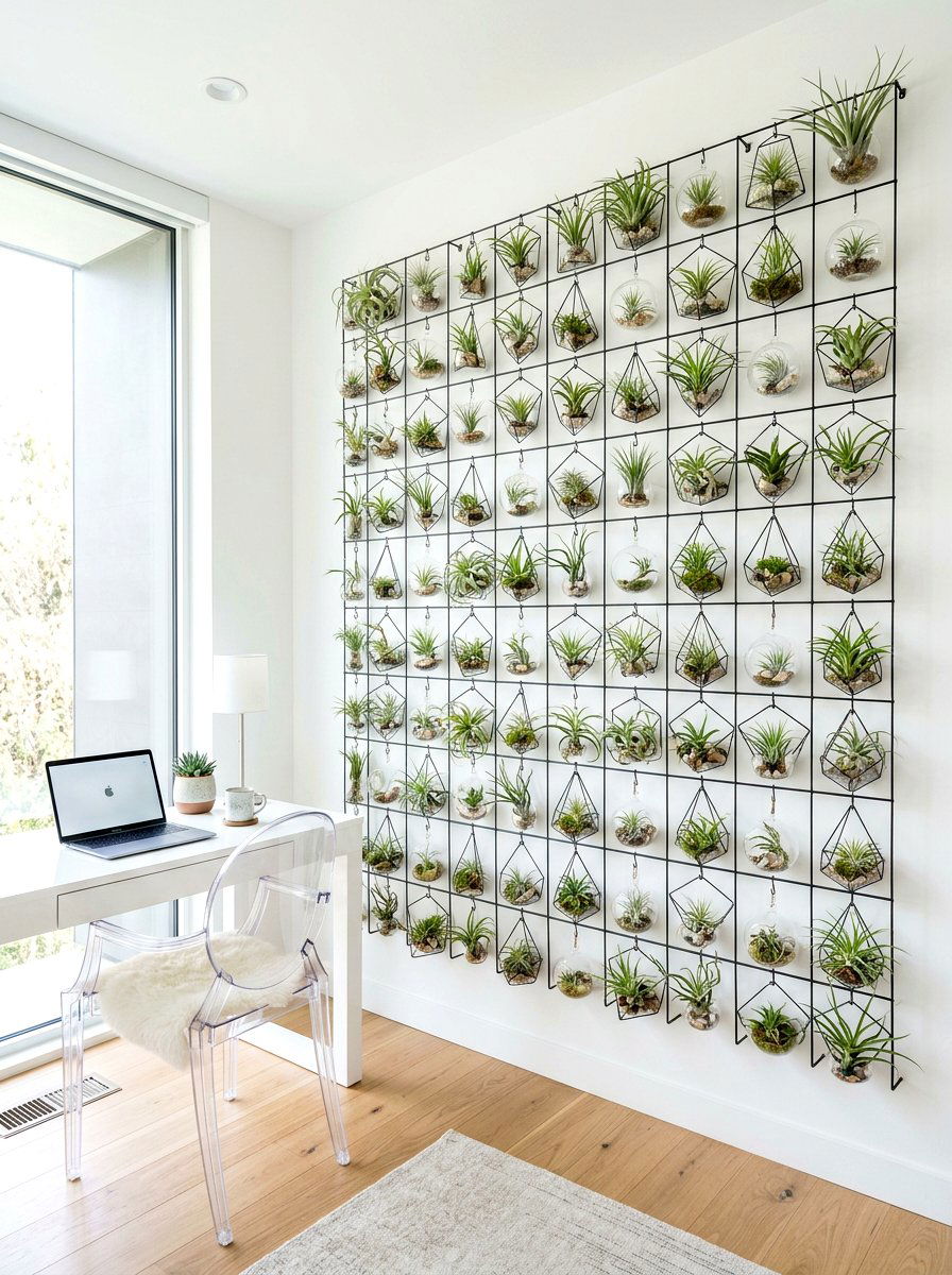 Air Plant Wall Display - 30 living room plant wall ideas