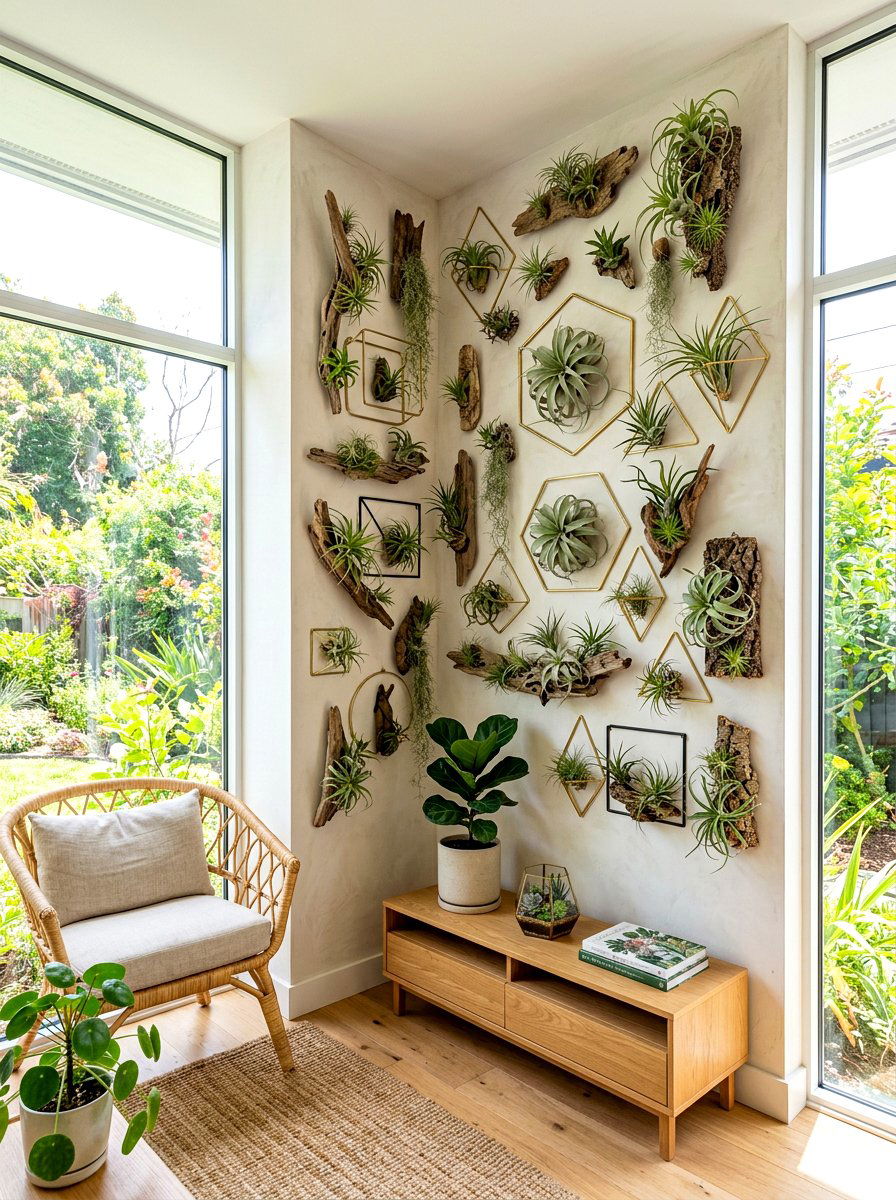 Air Plant Wall Display - 30 sunroom plant corner ideas