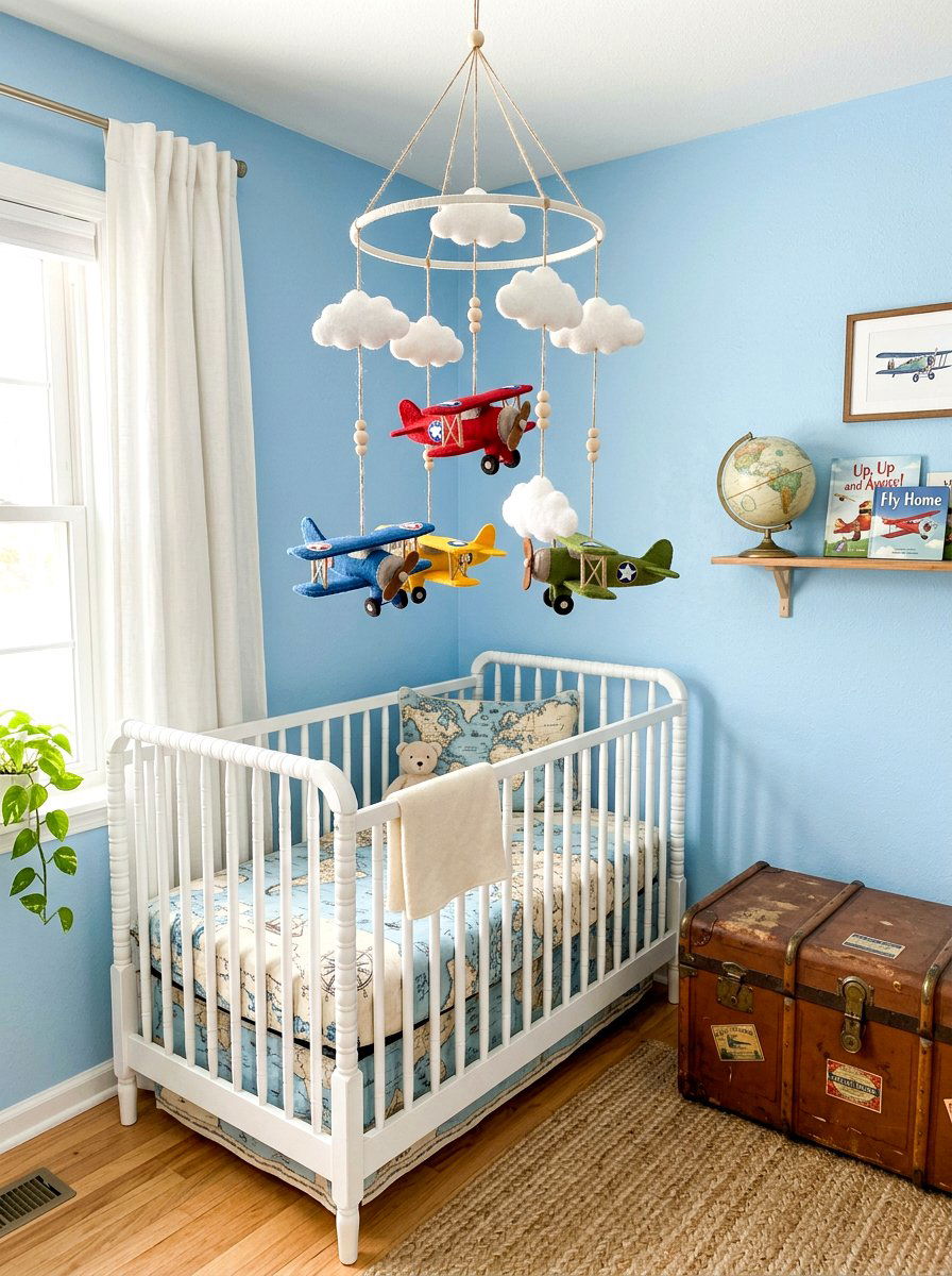 Airplane Cloud Mobile - 30 mobile decor nursery ideas