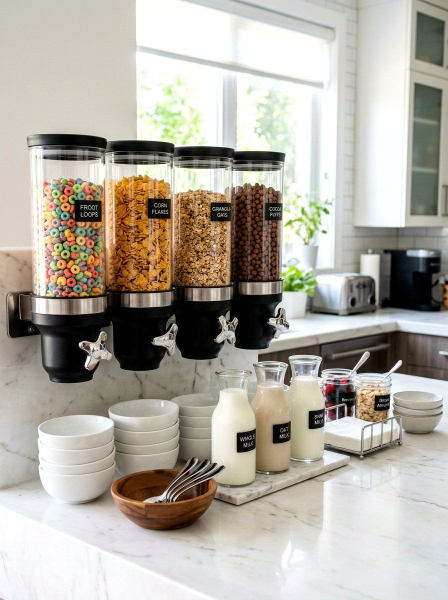 Airtight cereal dispensers - 30 food container organization ideas