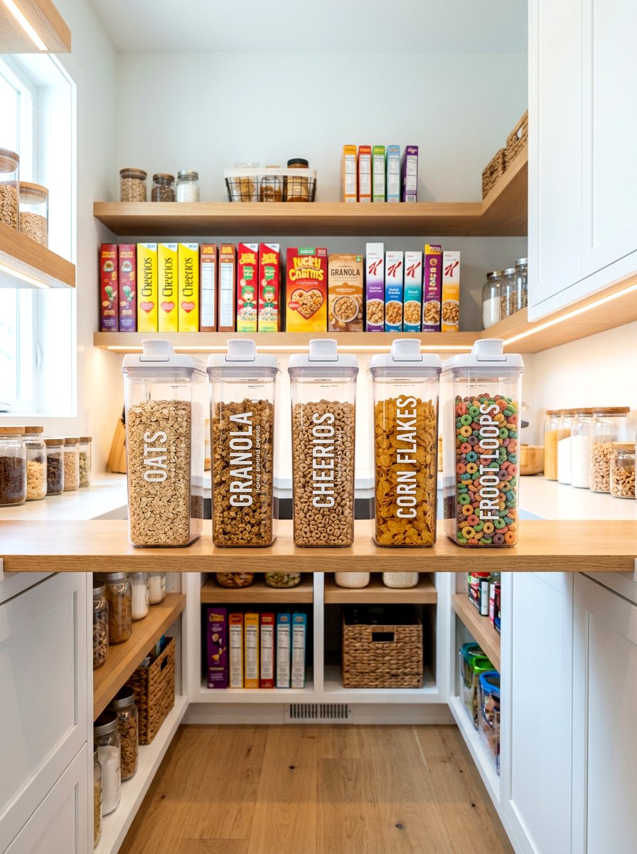 Airtight cereal storage containers - 30 pantry decanting ideas