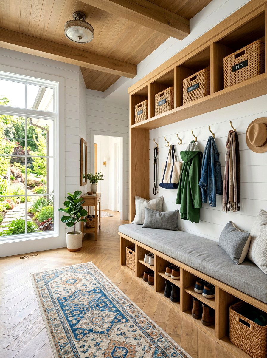 Airy mudroom - 30 calm minimal decor ideas