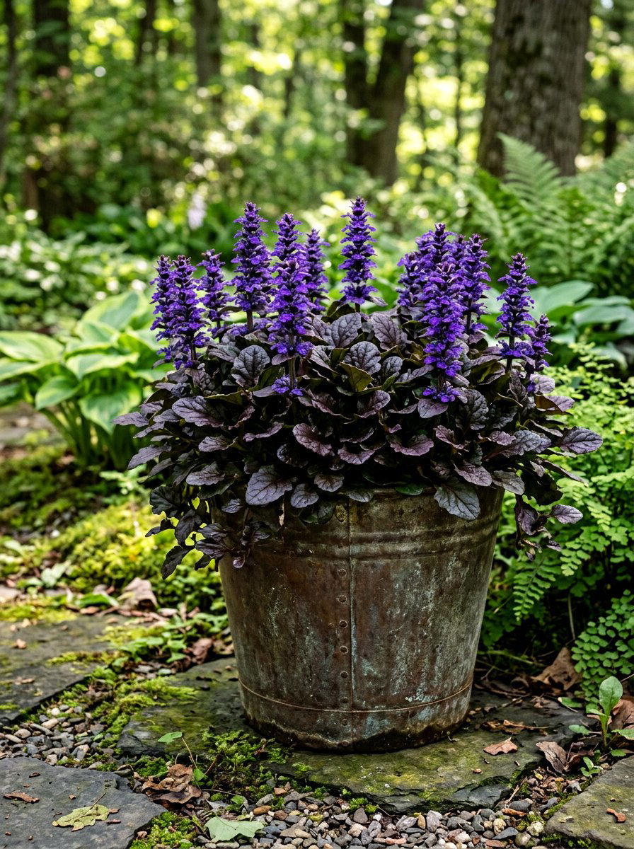 Ajuga Shade Container - 30 shade container garden ideas