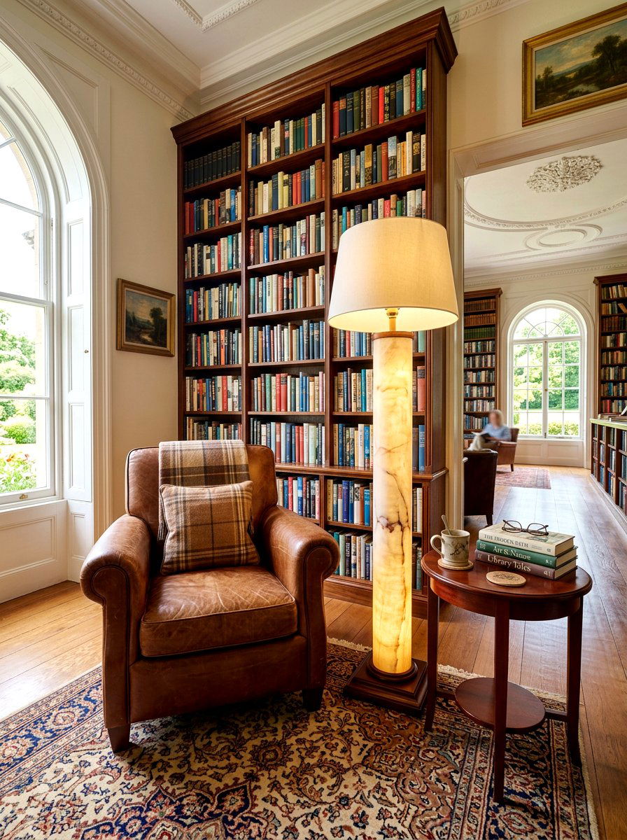Alabaster Column Lamp Reading Area - 30 alabaster lighting ideas