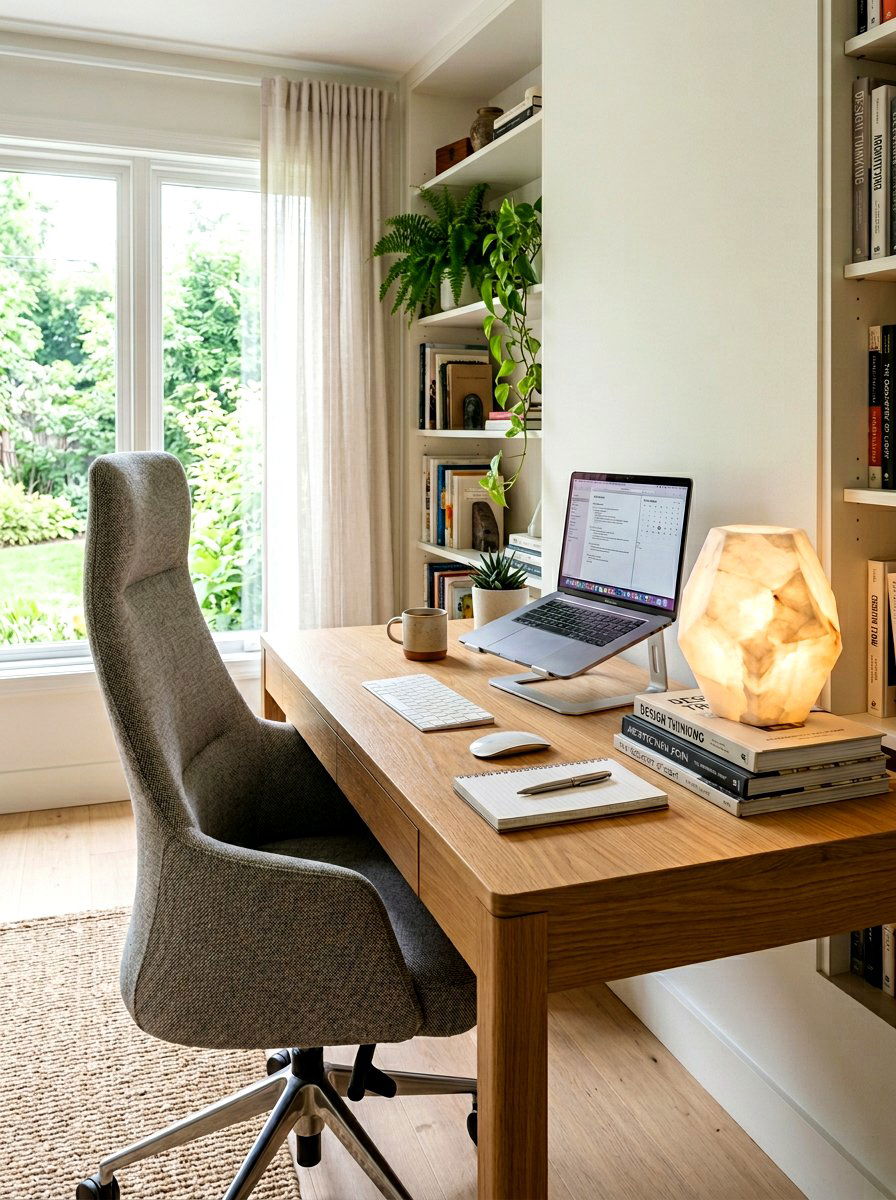 Alabaster Geometric Light Study Desk - 30 alabaster lighting ideas