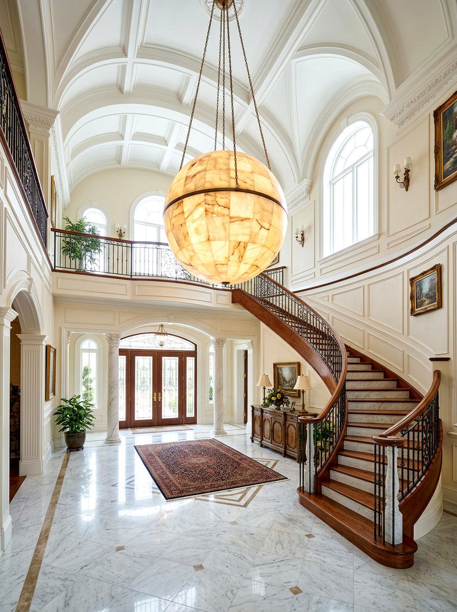 Alabaster Orb Light Grand Foyer - 30 alabaster lighting ideas