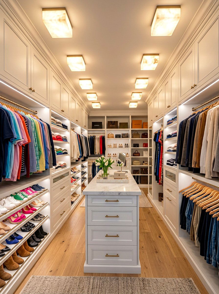 Alabaster Square Light Closet Interior - 30 alabaster lighting ideas