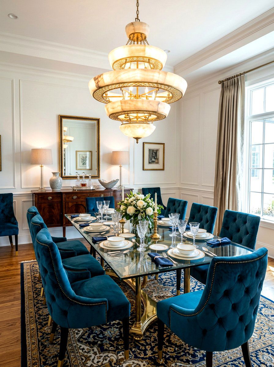 Alabaster Tiered Light Dining Area - 30 alabaster lighting ideas