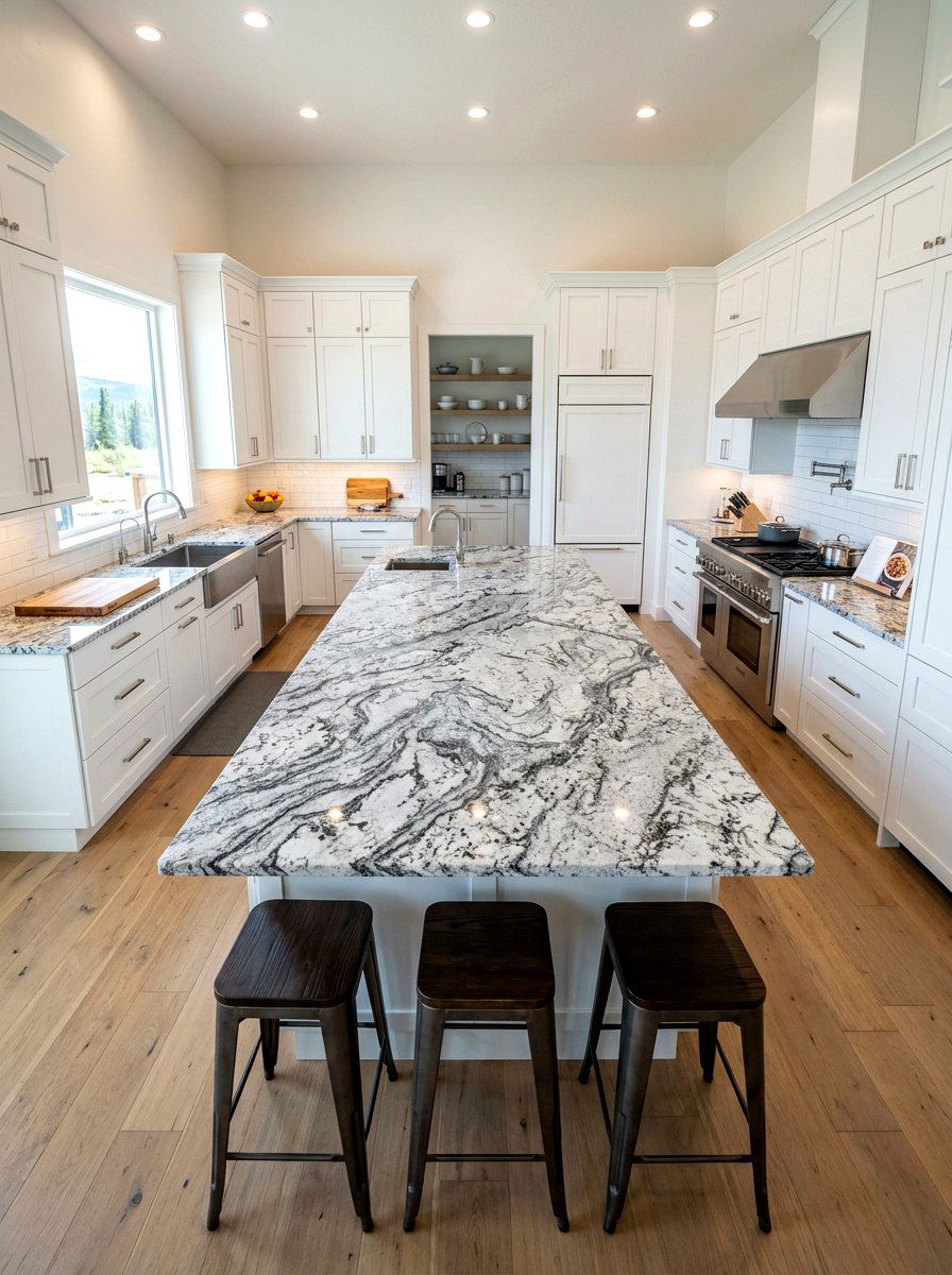 Alaska White Granite - 30 granite kitchen ideas