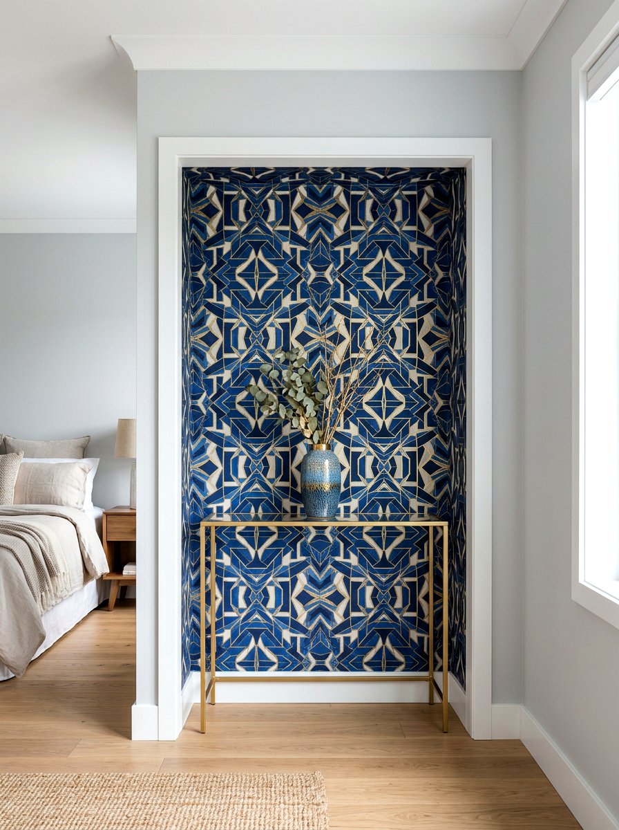 Alcove Accent Wallpaper - 30 bedroom alcove ideas