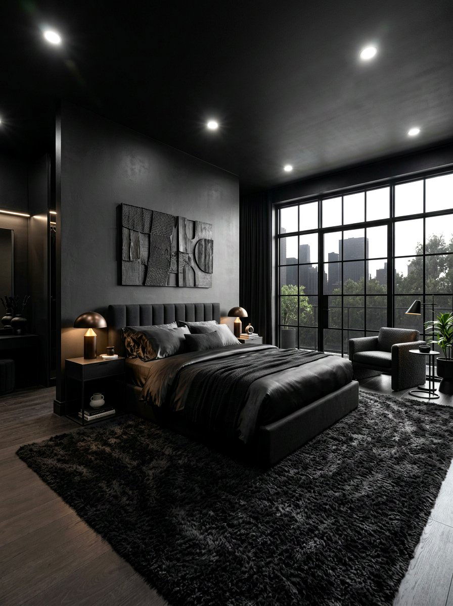 All Black Bedroom - 30 dark bedroom ideas
