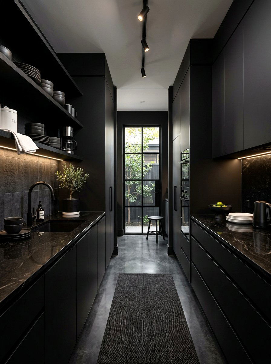 All Black Modern Scullery - 30 walk in scullery ideas