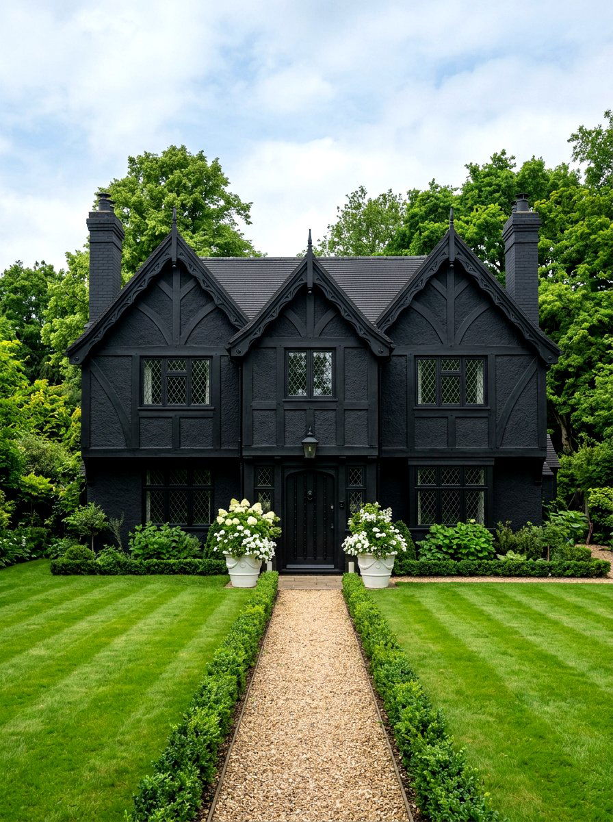 All Black Tudor - 30 Tudor house exterior ideas