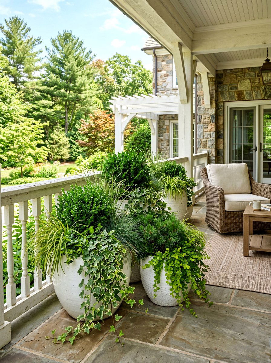 All Season Lush Greenery Scheme - 30 luxury front porch styling ideas