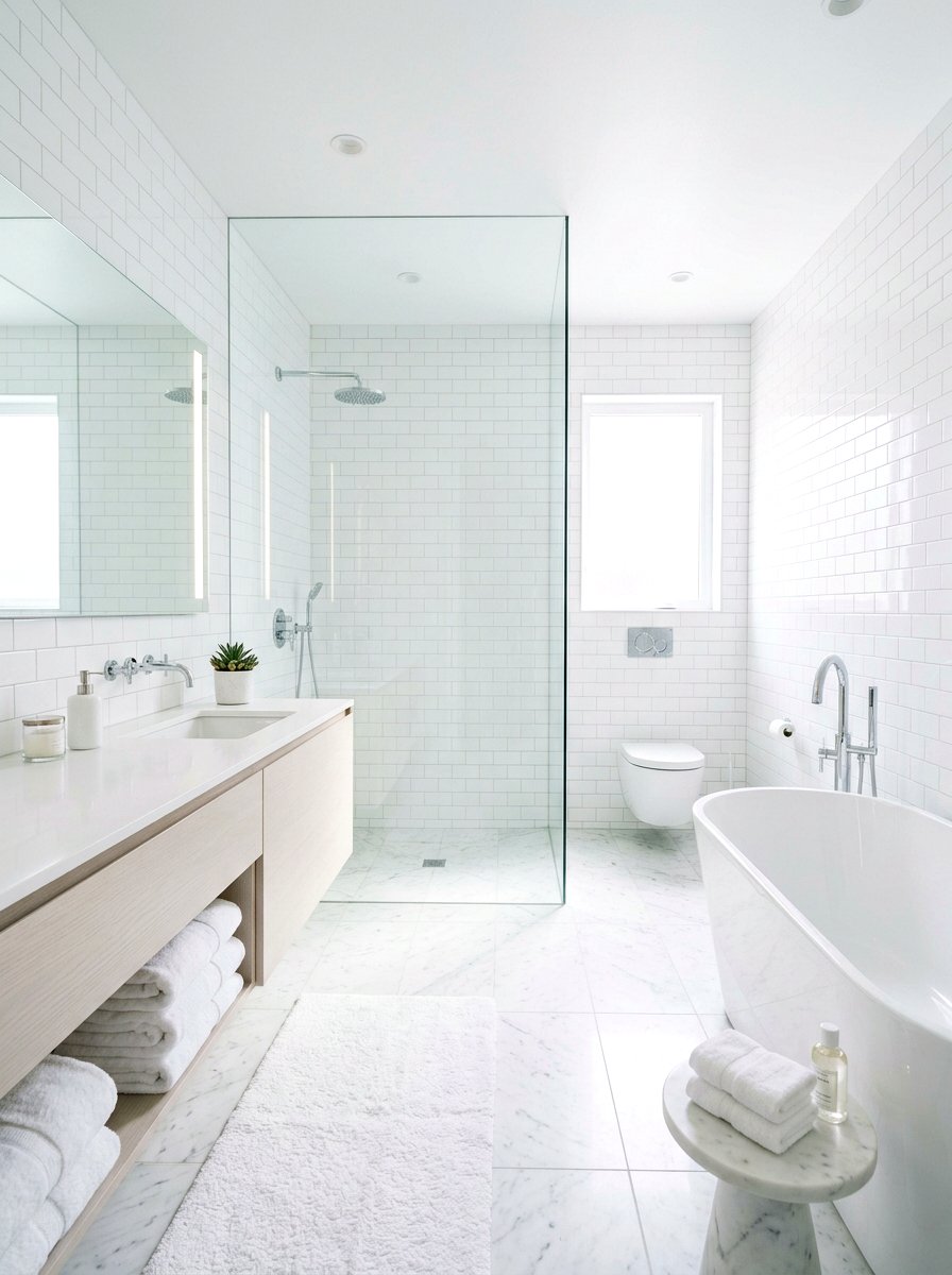 All White Bathroom - 30 spa hotel bathroom ideas