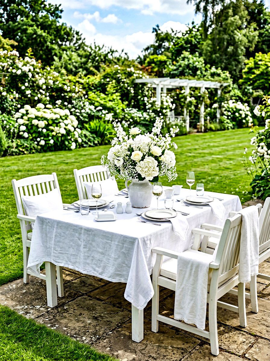 All White Garden Table - 30 garden party tablescape ideas