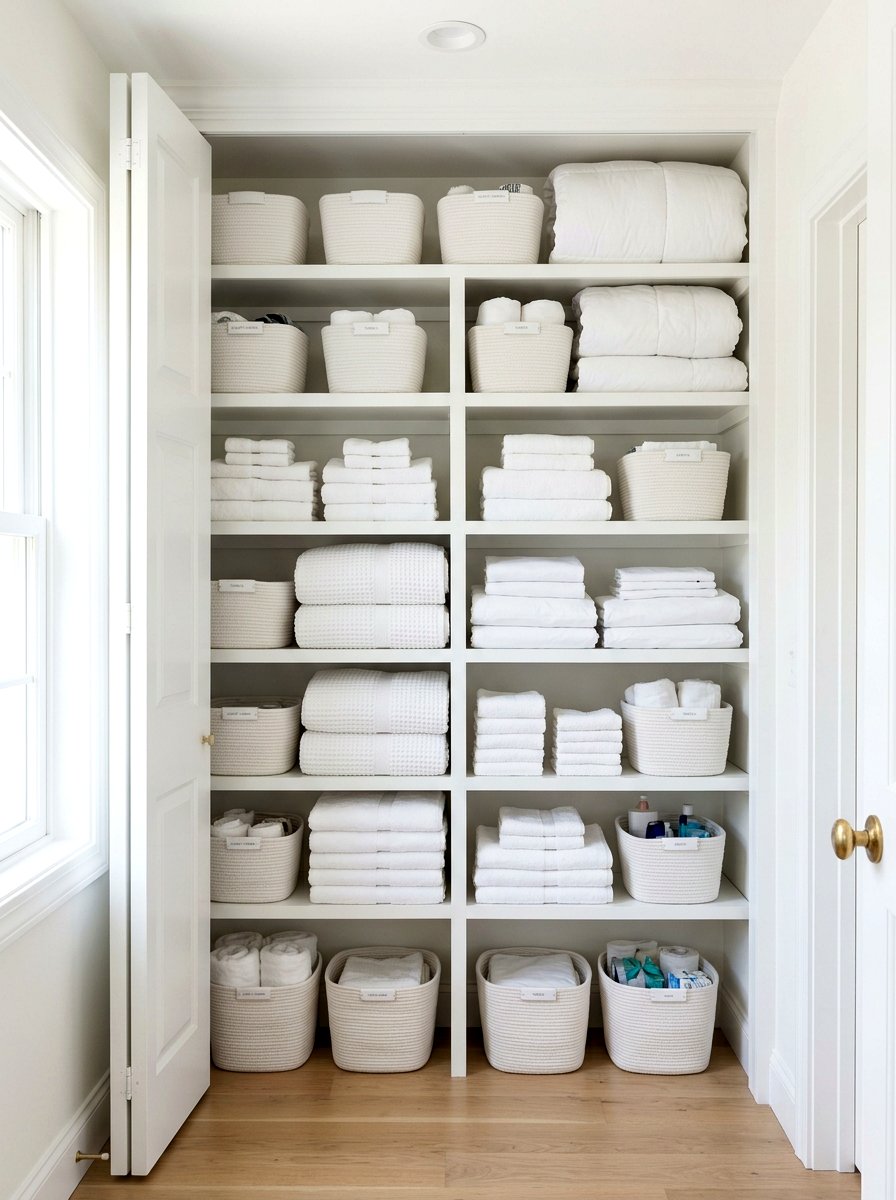 All White Linen Closet