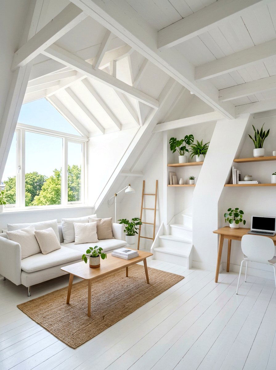 All White Minimalist Attic - 30 attic reading nook ideas