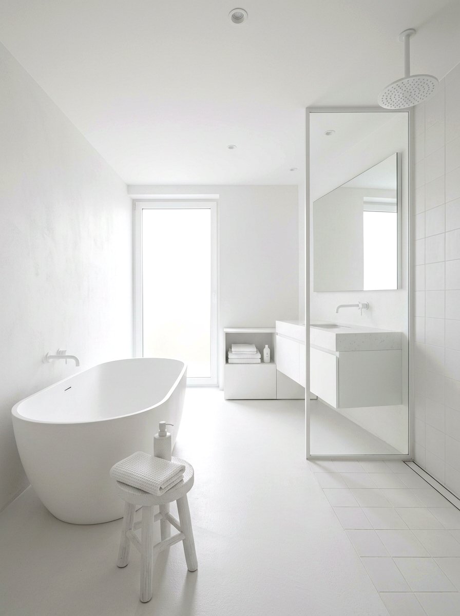 All White Minimalist Bathroom - 30 white bathroom ideas