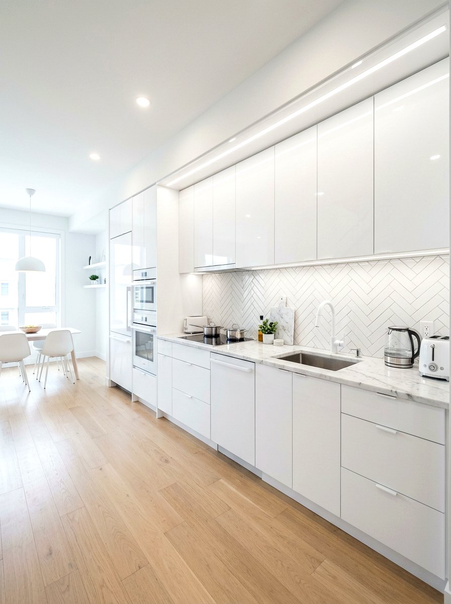 All White One Wall Kitchen - 30 one wall kitchen ideas