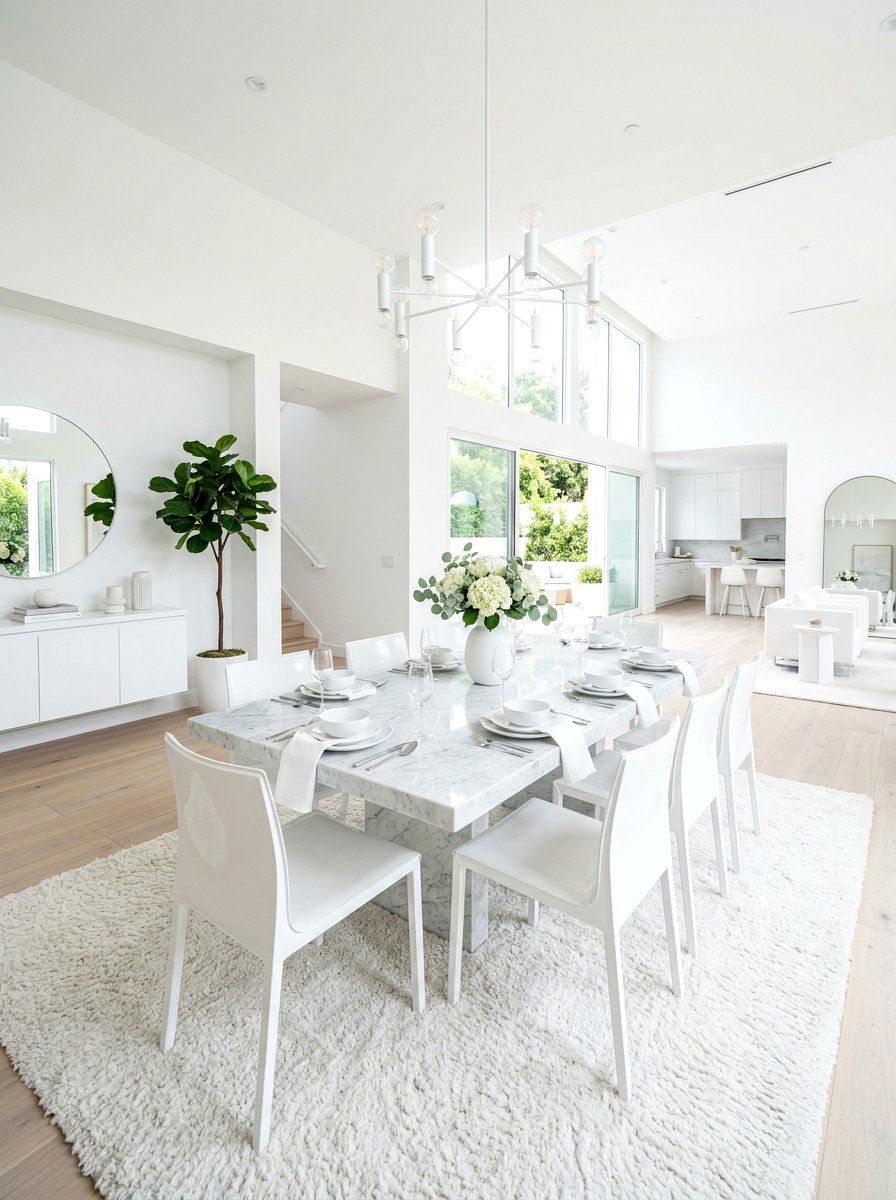 All White Open Dining - 30 open dining room ideas