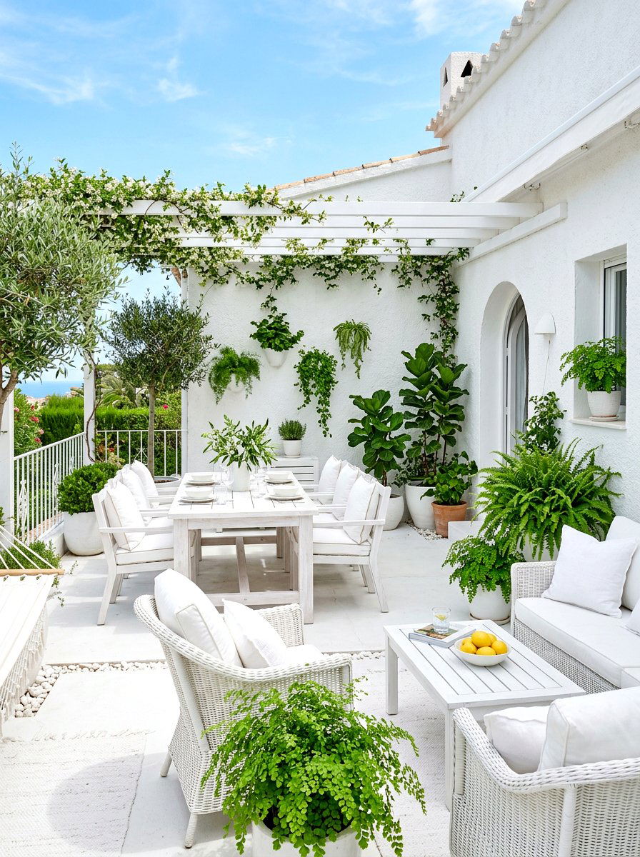 All White Patio Aesthetic - 30 patio cafe corner ideas