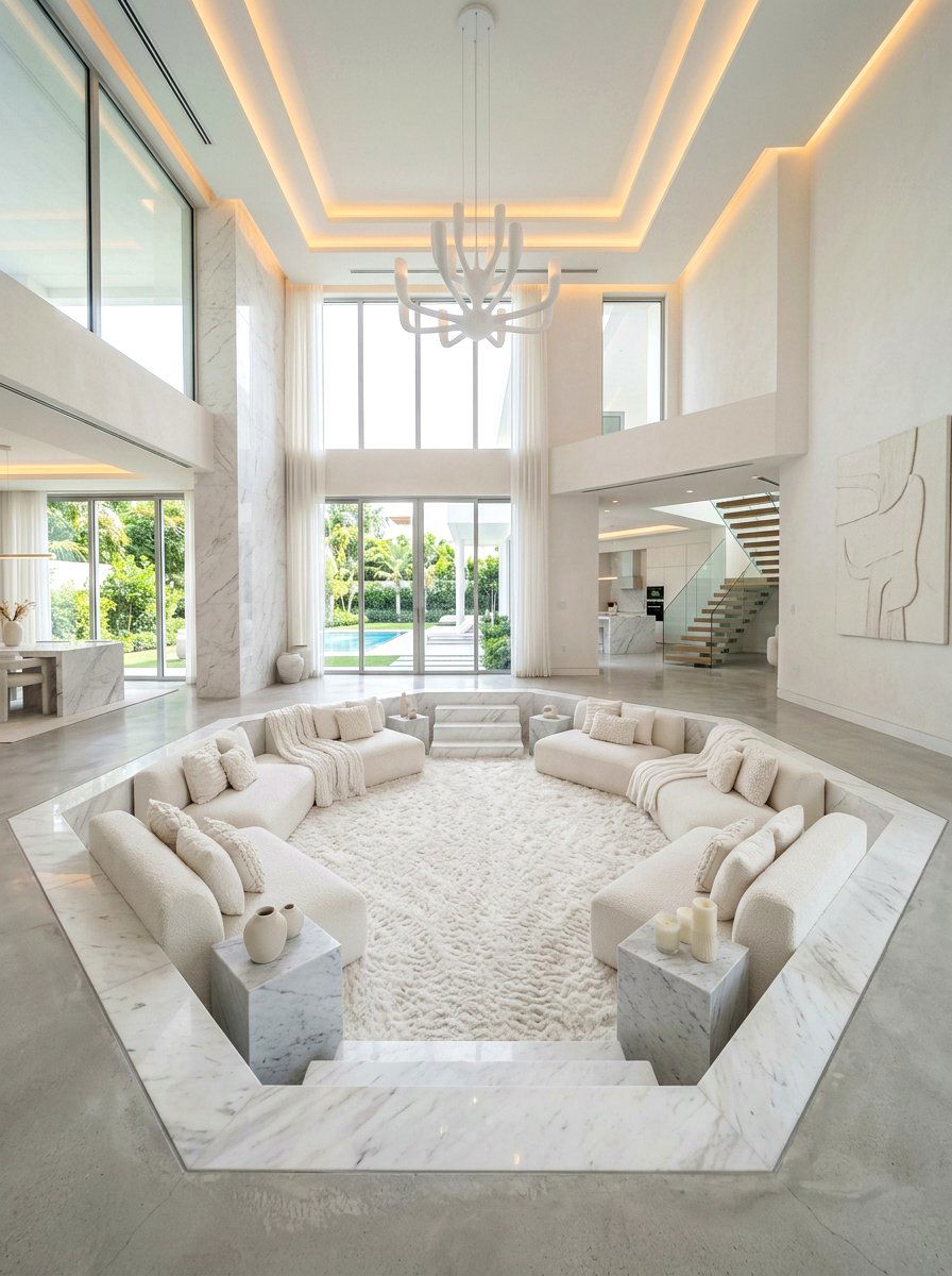 All White Pit Living - 30 pit sofa living room ideas