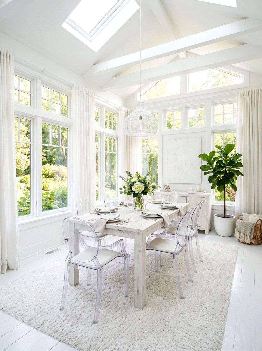 All White Sunroom Dining - 30 sunroom dining ideas