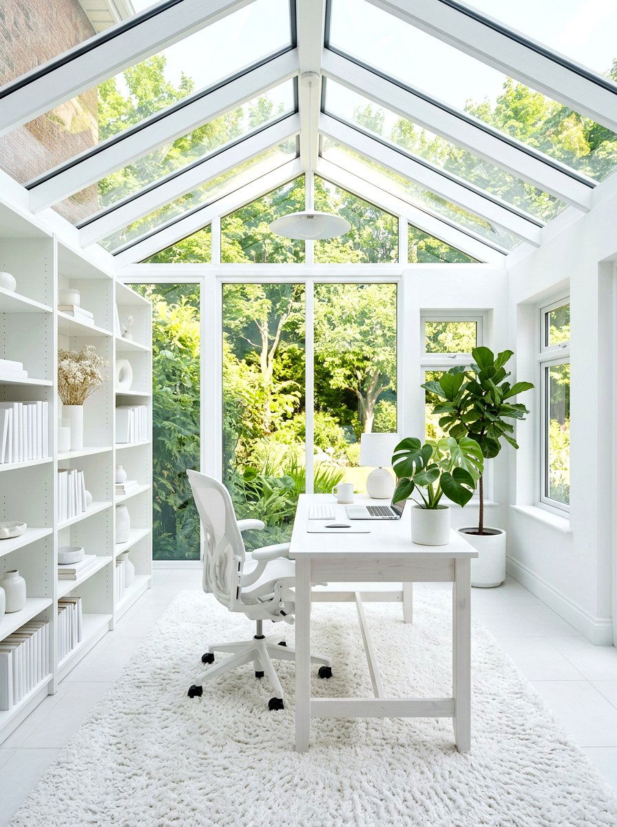 All White Sunroom Office - 30 sunroom office ideas