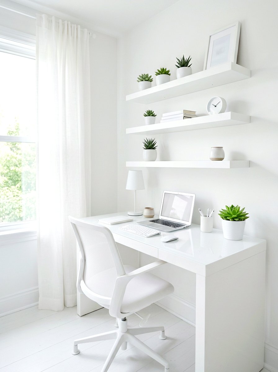 All White Workspace - 30 home office ideas
