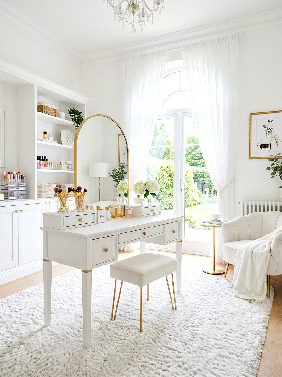 All white beauty room - 30 beauty room ideas