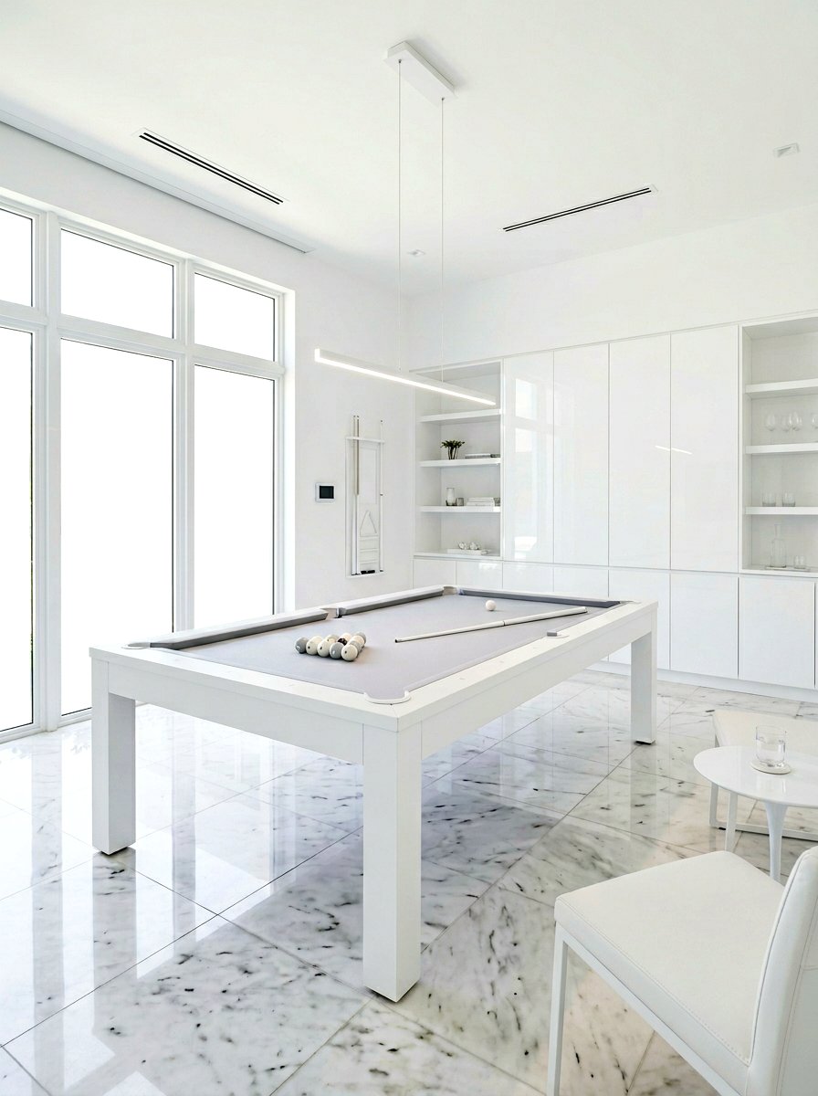 All white game room - 30 billiards room ideas